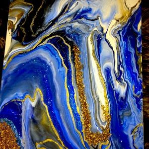 Hand painted acrylic marble geode abstract paintings this one avaible